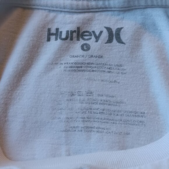 Mens  White  Hurley  Surf Short  Sleeve T-shirt  Size Large  Cotton  Logos C22 - Picture 5 of 5